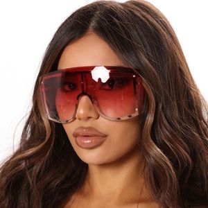 LARGE PINK SHIELD SUNGLASSES